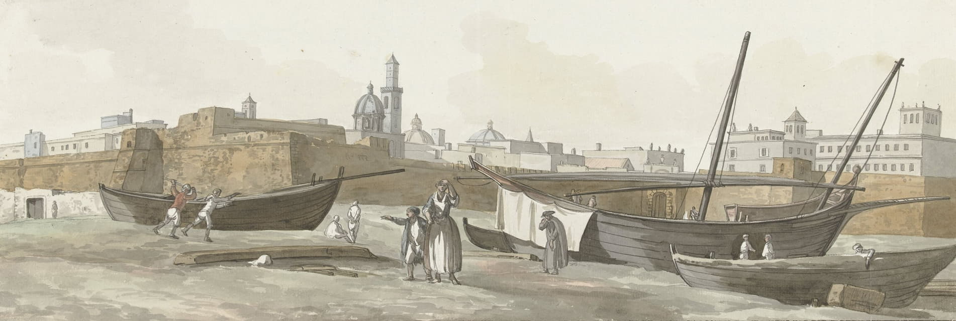 Abraham-Louis-Rodolphe Ducros - Gezicht op de haven van Bari aan de zuidkant