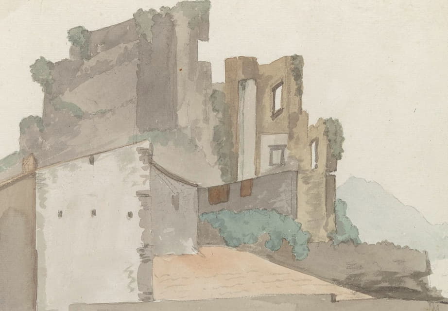 Abraham-Louis-Rodolphe Ducros - Gezicht op ruïne, zogenaamde Castel Vecchio, te Avellino