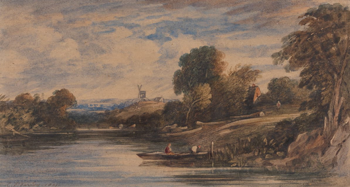 Cornelius Varley - Landscape with Windmill