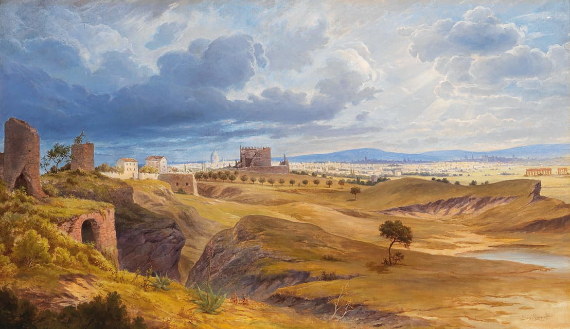 Josef Langl - Rome as seen from the Via Appia