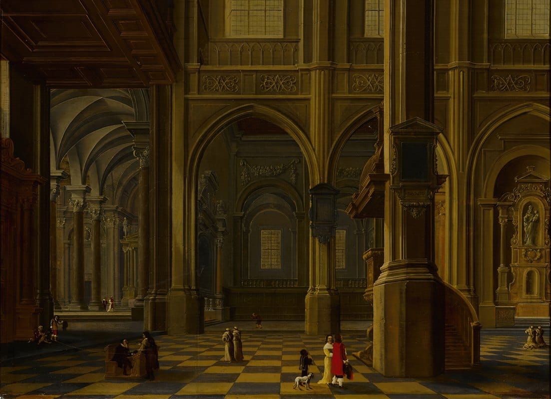 Bartholomeus van Bassen - An interior of a Gothic cathedral with figures