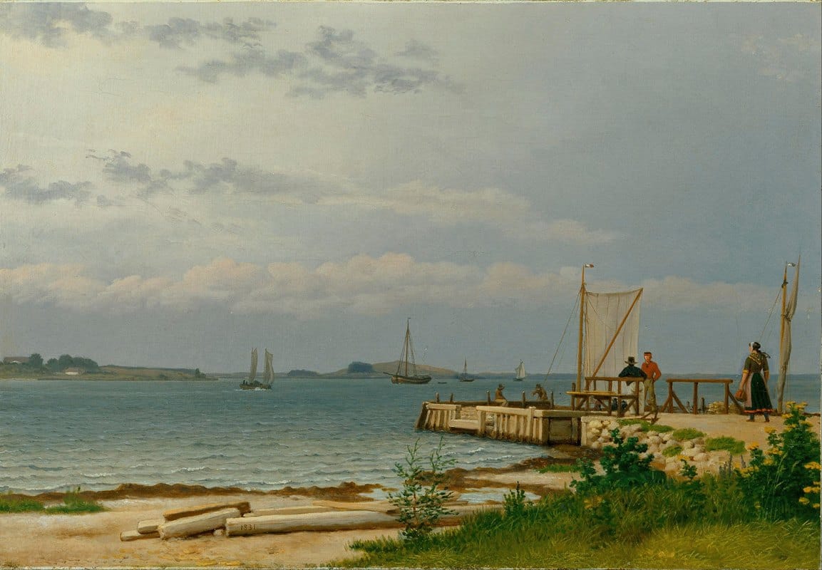 Christoffer Wilhelm Eckersberg - View towards Koster from the jetty at Kallehave
