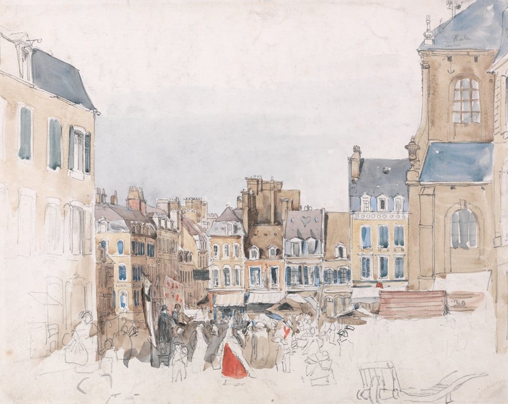 David Cox - A French Market Place