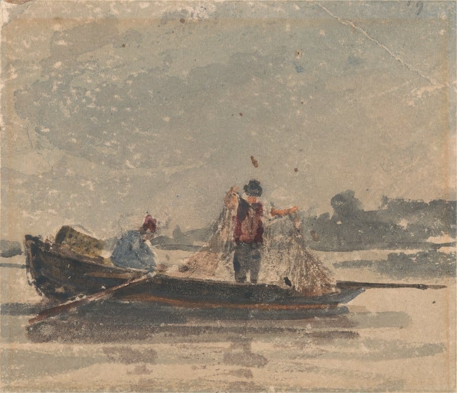 David Cox - Fishermen Drawing a Net