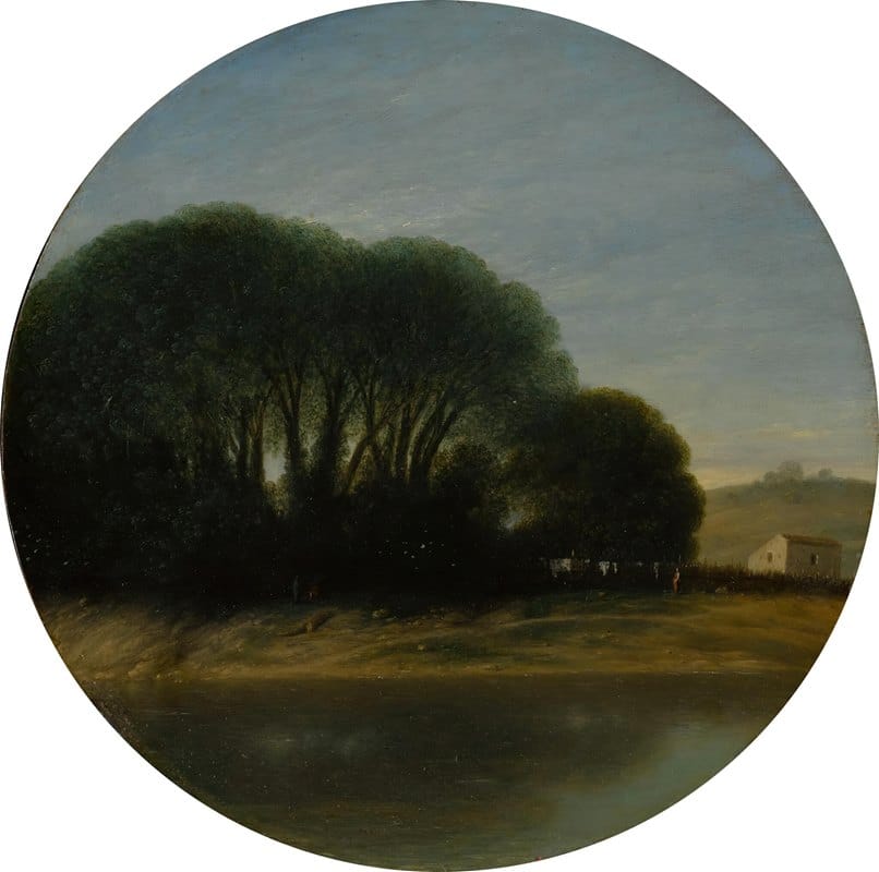 Goffredo Wals - Landscape with a Farm and Trees Beside a River