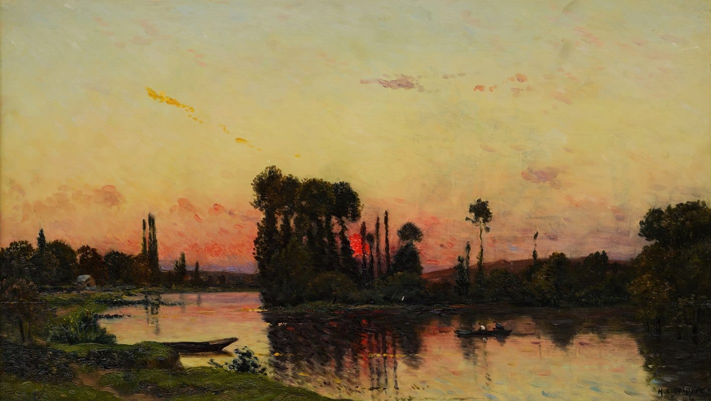 Hippolyte Camille Delpy - Coucher du soleil sur le rivage