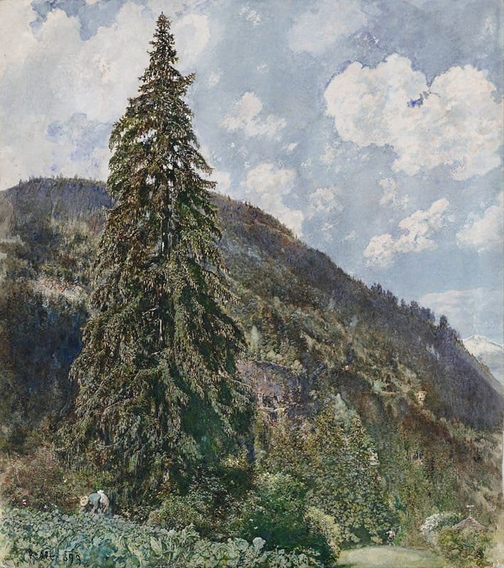 Rudolf von Alt - The old Spruce in Bad Gastein