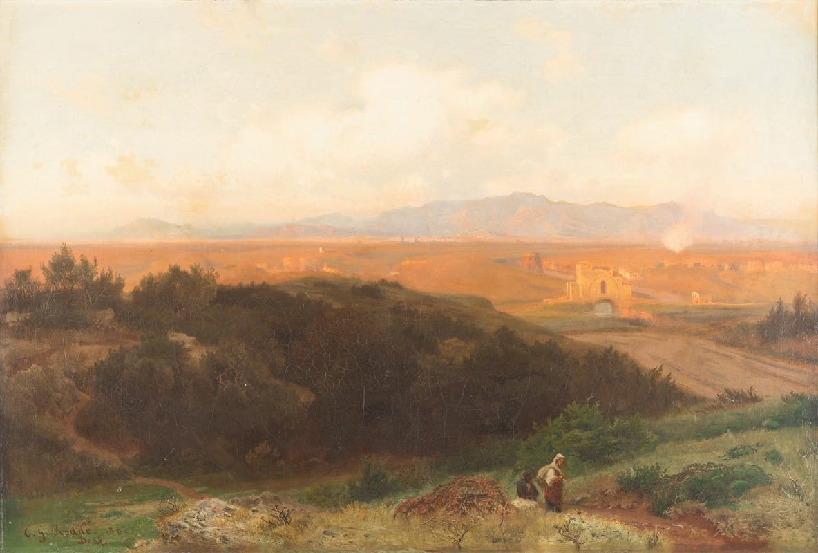 Carl Gustav Rodde - Sunset over the Roman Campagna