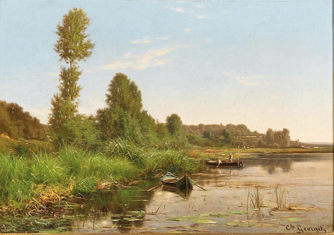 Charles-Jean Georget - An Angler by the River
