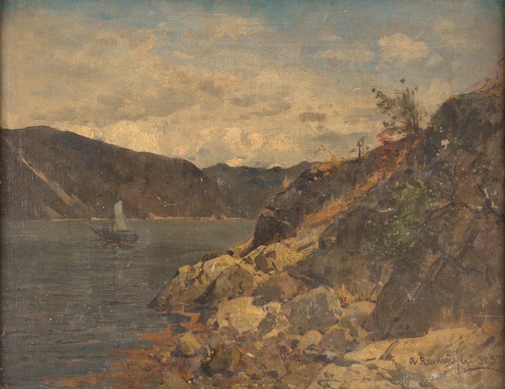 Georg Anton Rasmussen - Ship in rocky fjord