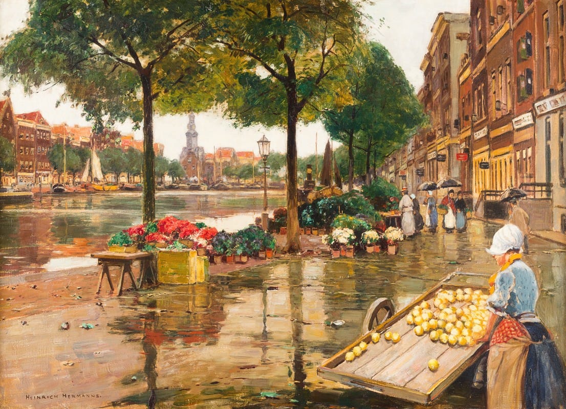 Heinrich Hermanns - Flower market in Amsterdam