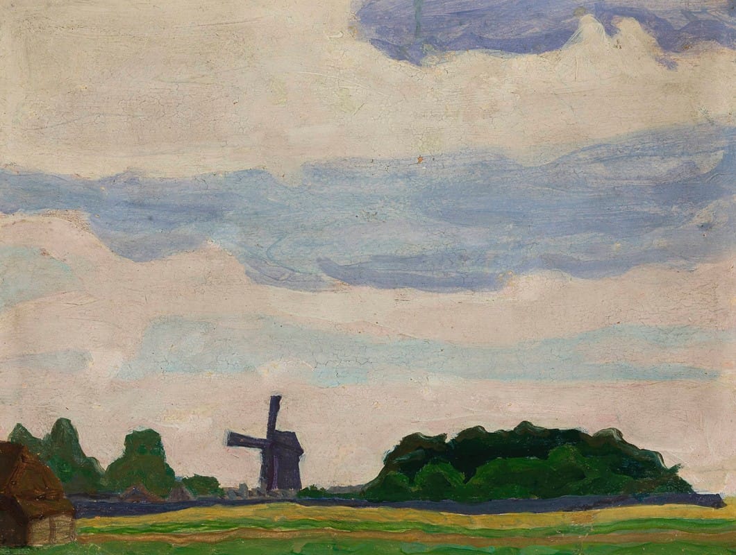 Jan Stanislawski - Landscape with a windmill