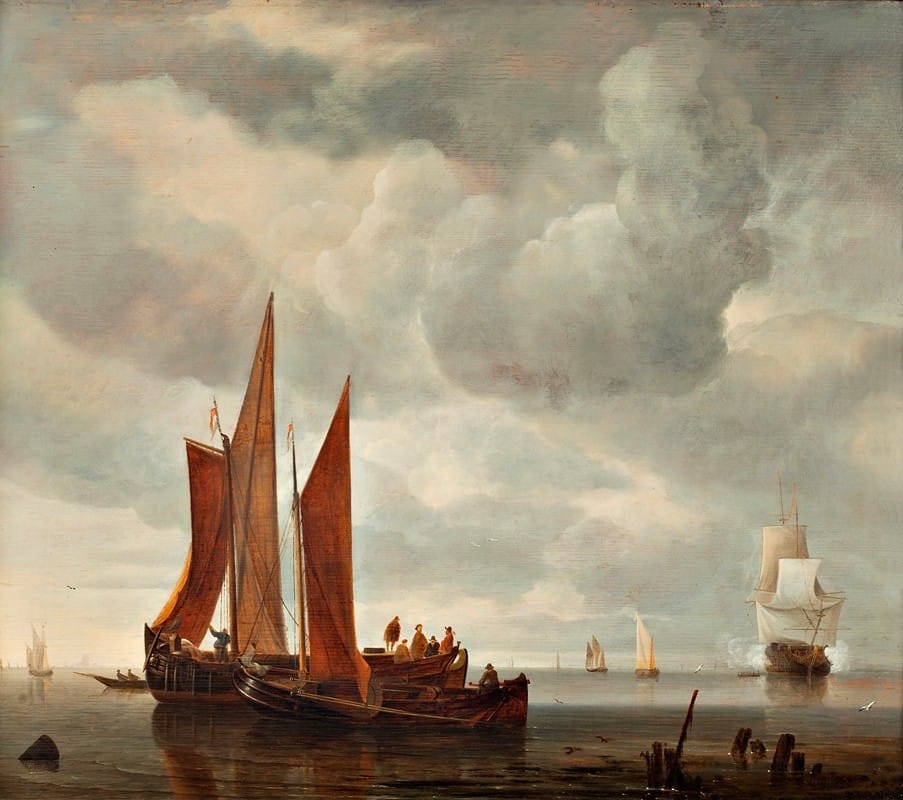 Hendrick Jacobsz. Dubbels - Ships outside Dordrecht
