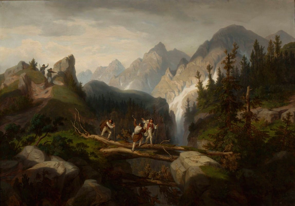 Alfred Schouppé - Smugglers in the Tatra Mountains