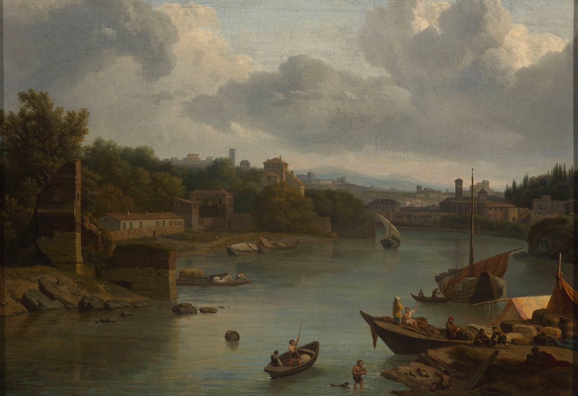 Isaac de Moucheron - View of the Tiber from the south – Ripa Grande