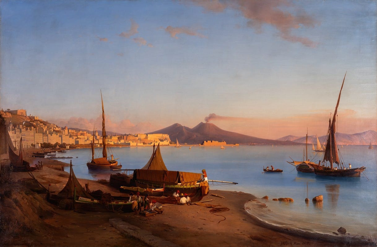 Joseph Magnus Stäck - View of Naples with Vesuvius in the Background