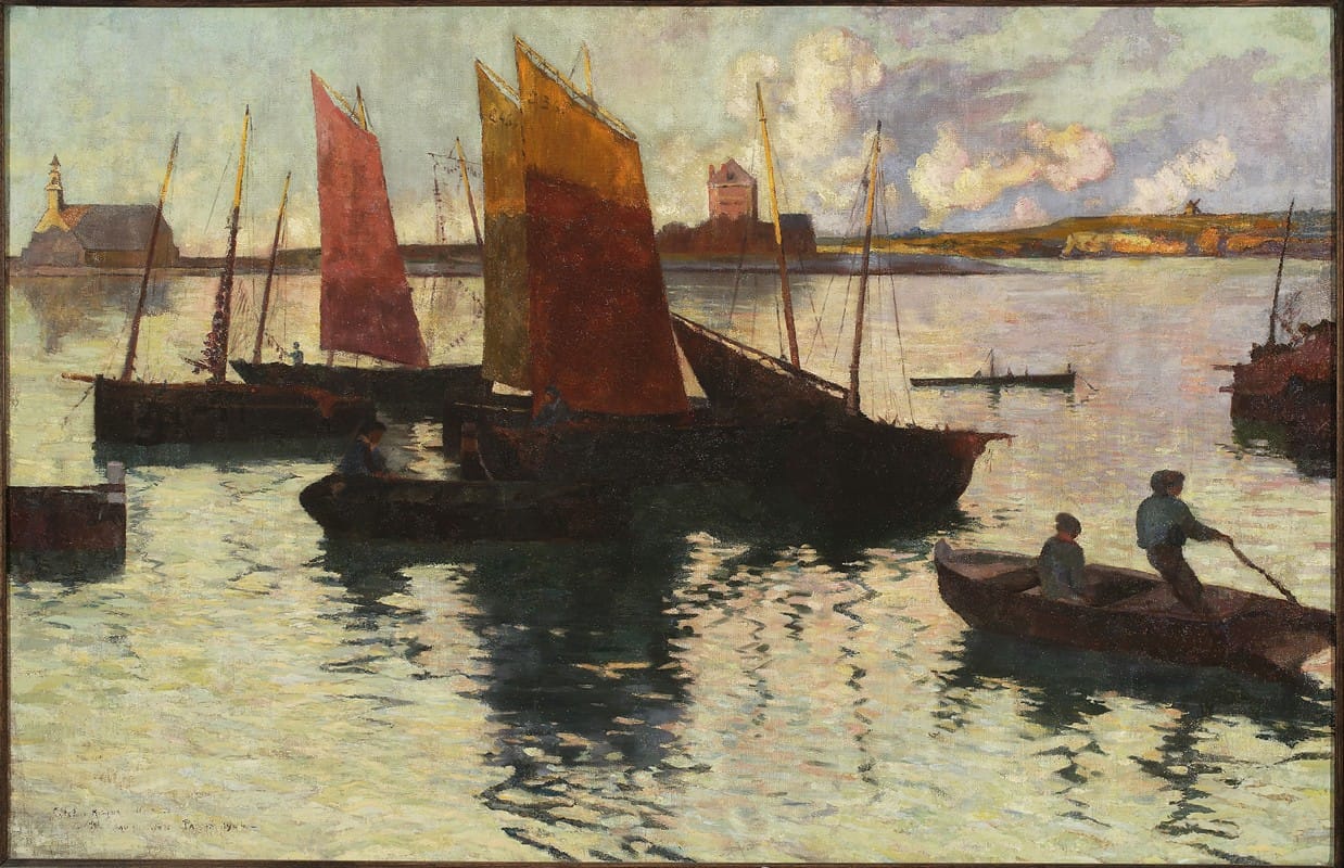Maria Schayer-Górska - Sail boats and other boats on the river