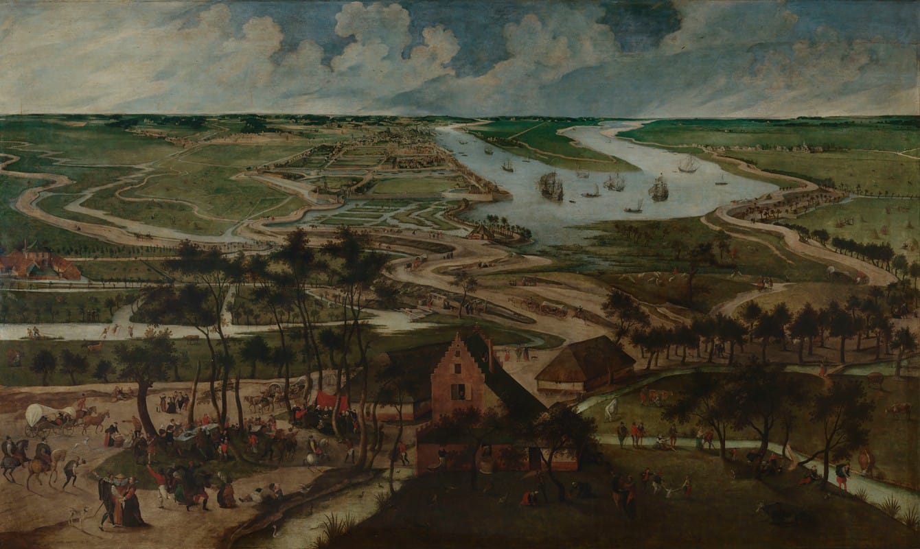 Abel Grimmer - The Eel Huts in the Antwerp Polder outside the Lillo or Slijk Gate