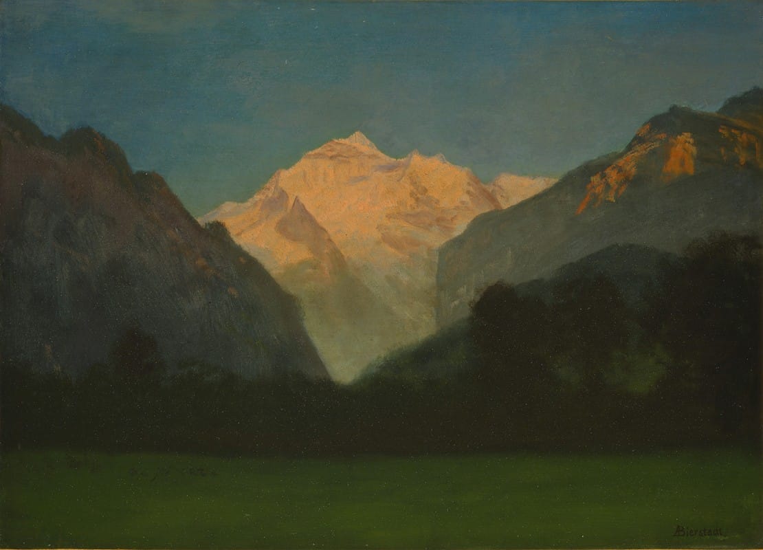 Albert Bierstadt - View of Glacier Park or Sunset on Peak