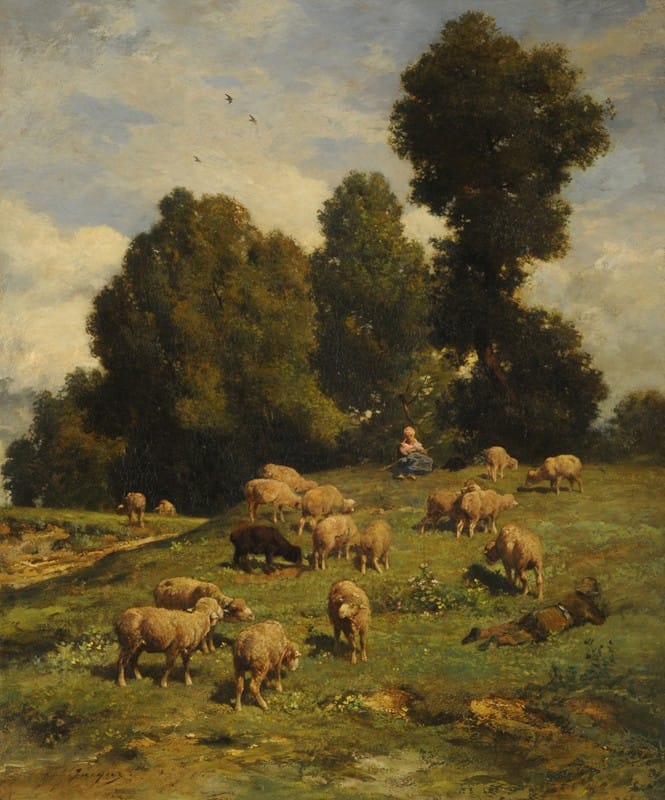 Charles Jacque - Moutons au pâturage