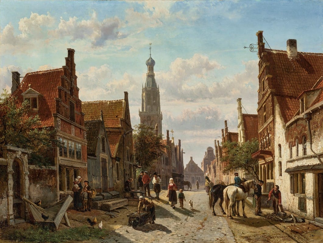 Cornelis Springer - De Vijzelstraat te Enkhuizen