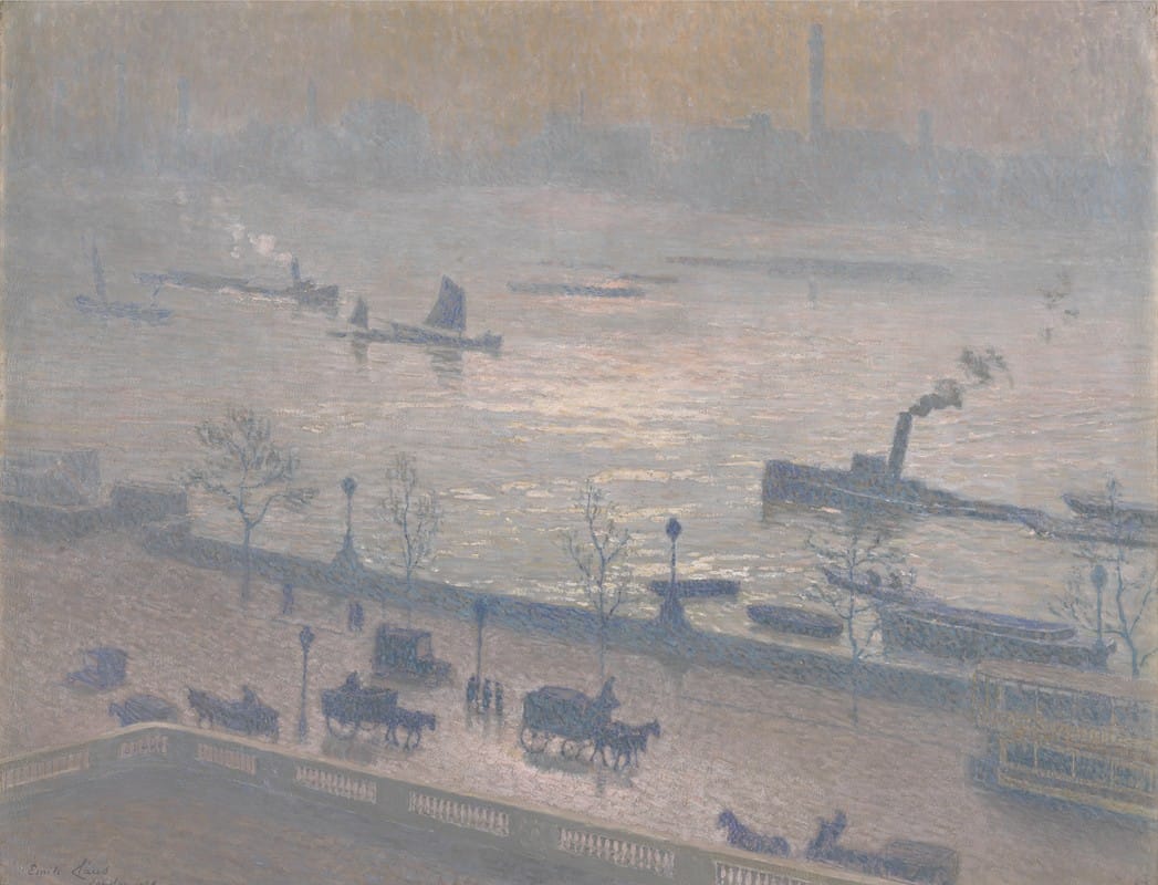 Emile Claus - Morning Reflection on the Thames in London