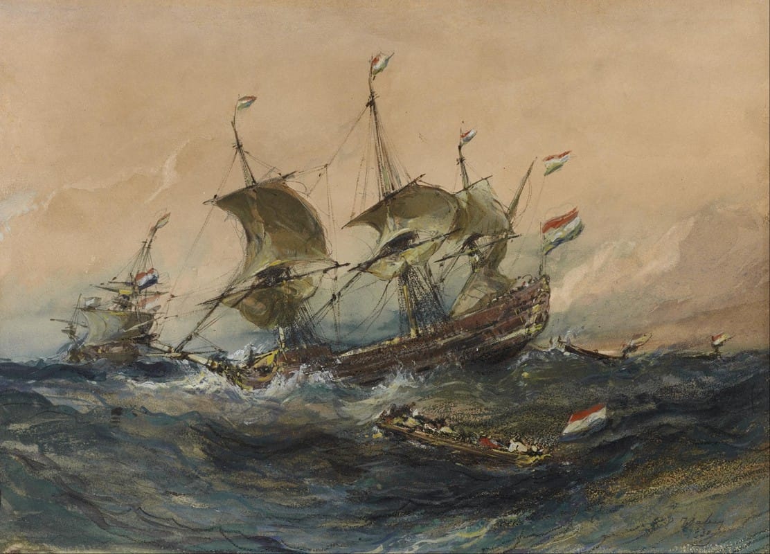 Eugène Isabey - Dutch Ships in a Storm