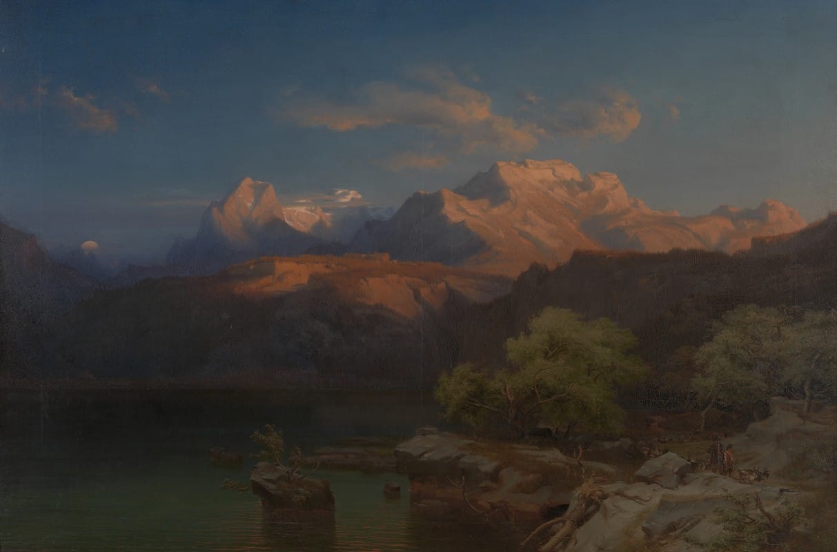 Heinrich Funk - Landscape at dusk in Tyrol