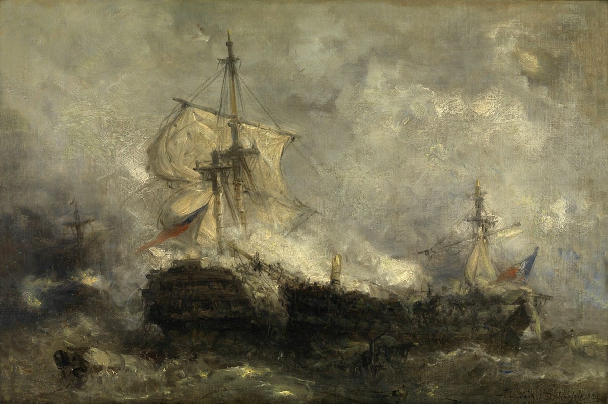 Henri François Schaefels - A Naval Battle