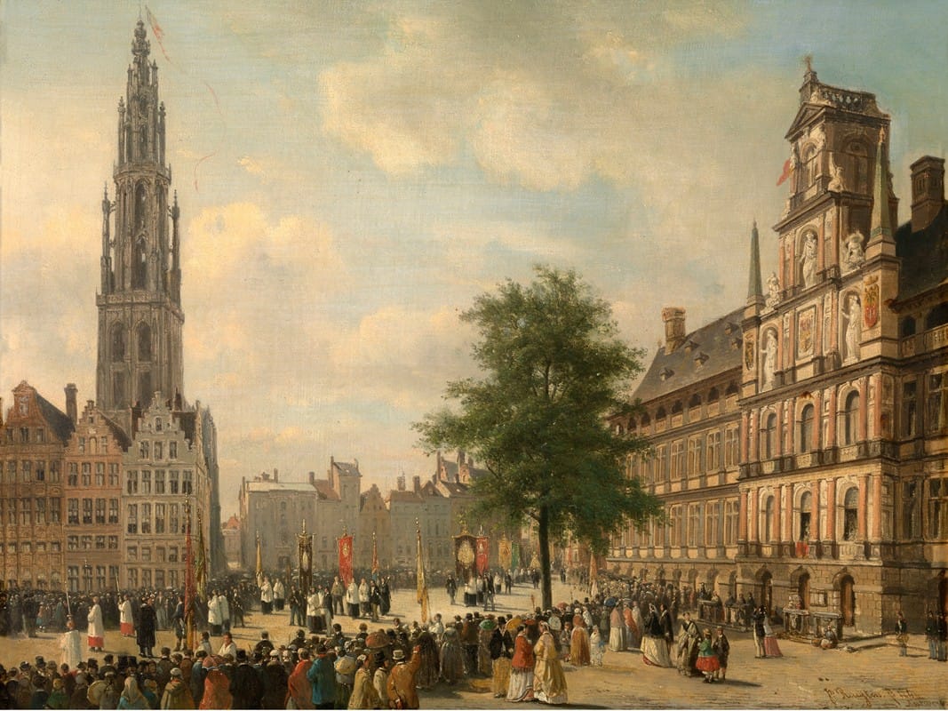 Jean Michel Ruyten - Procession on the Grote Markt in Antwerp