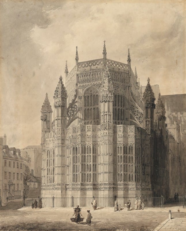 Augustus Charles Pugin - The exterior of the Henry VII Chapel, Westminster Abbey