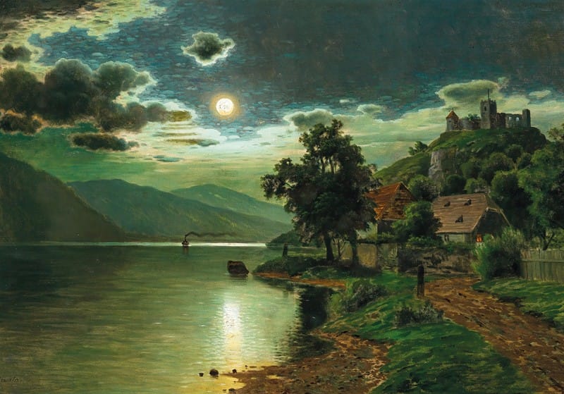 Fritz Chwala - A Moonlit Night on a Lake