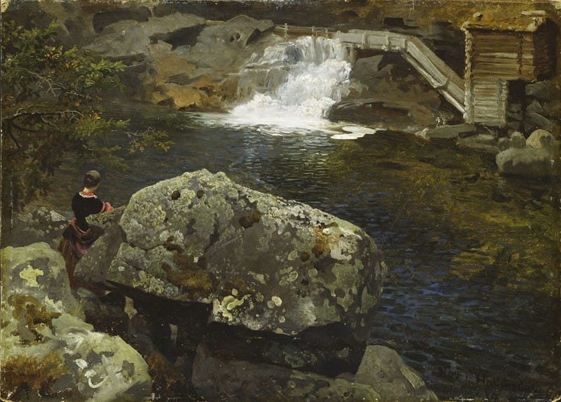 Hans Gude - By the Mill Pond