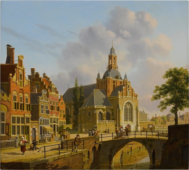 Jan Hendrick Verheyen - A Church along a Canal, Holland
