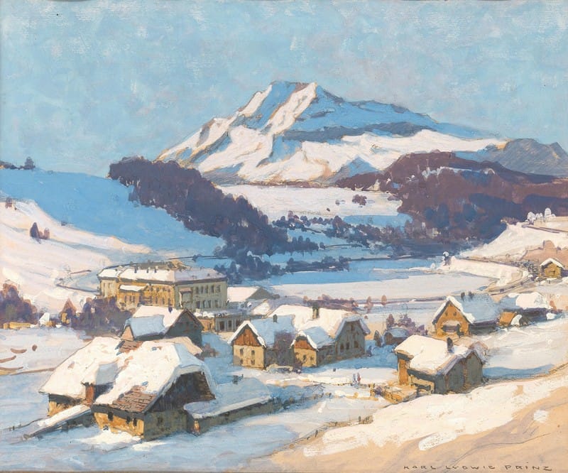Karl Ludwig Prinz - Wienerbruck and Ötscher mountain at snow,
