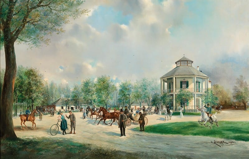 Lothar Michael Bürger - A Lively Scene before the Lusthaus Prater, Vienna