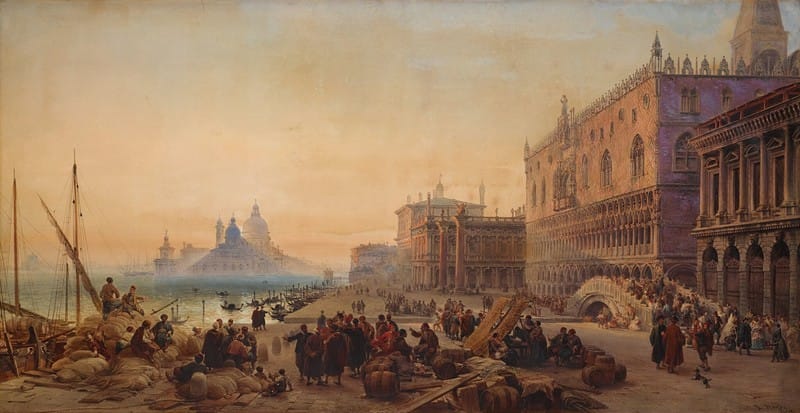 Louis Haghe - Venice, view towards Santa Maria della Salute