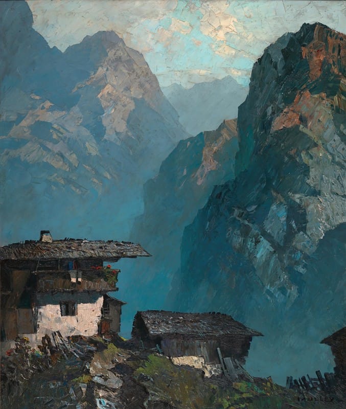 Oskar Mulley - Lonely farmhouse amidst mountains