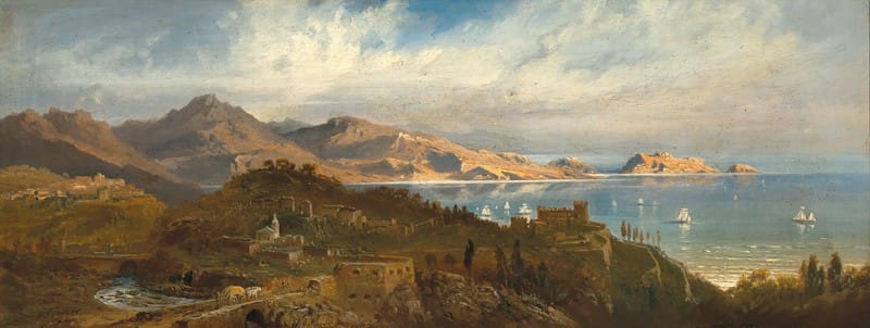 Pieter Francis Peters   - A View of the Bay of Santa Margherita (Genoa), Liguria, Italy