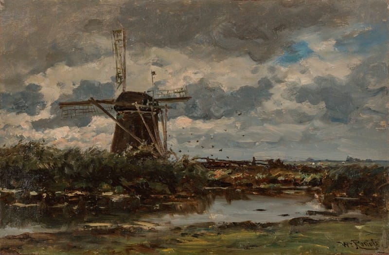 Willem Roelofs - Bords du Gein pres d’Abcoude; the river Gein near Abcoude