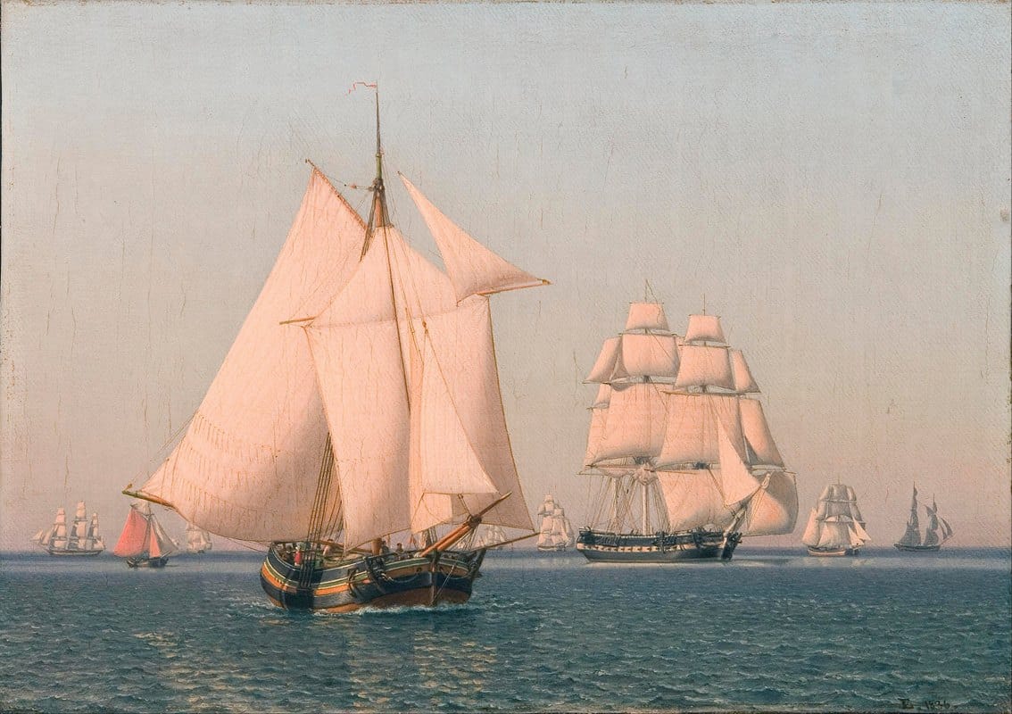 Christoffer Wilhelm Eckersberg - Ships under sail in a mild breeze on a clear summer’s afternoon