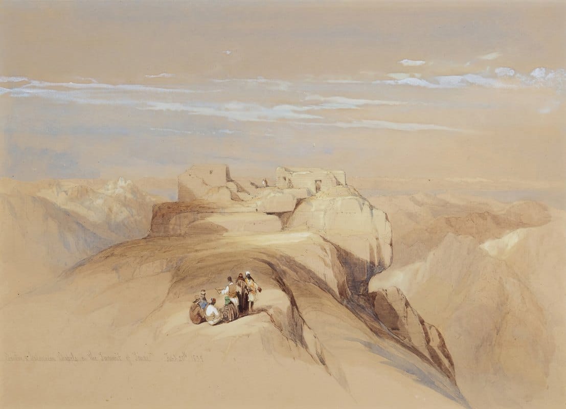 David Roberts - The Christian and Mohammedan Chapels on the Summit of Sinai