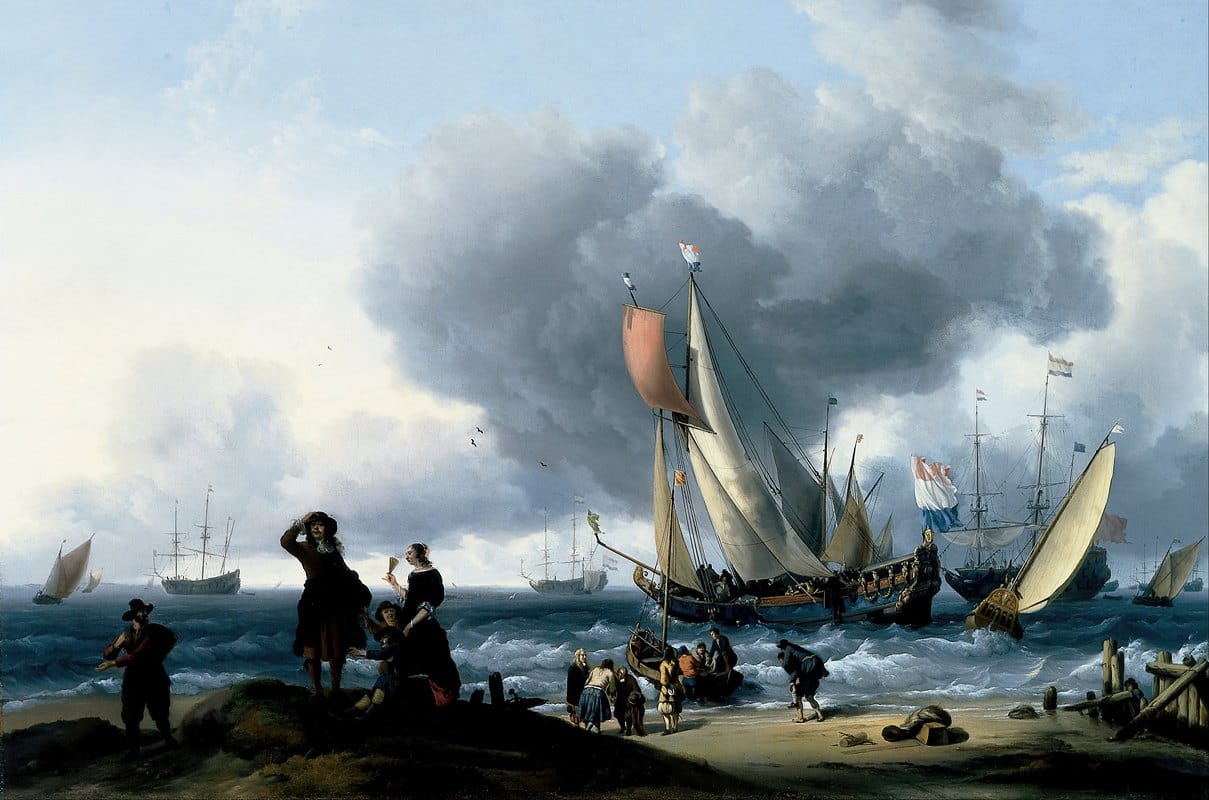Ludolf Bakhuysen - Dutchman Embarking onto a Yacht