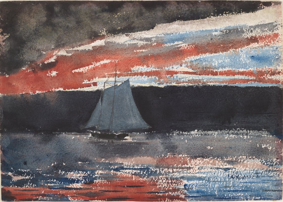 Winslow Homer - Schooner at Sunset