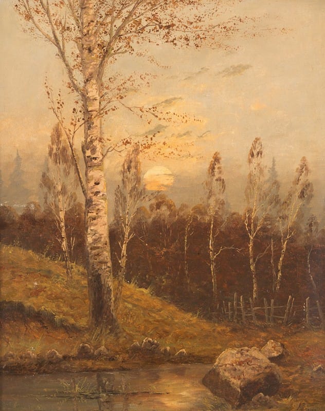 Anton Von Rüdt - Birch forest in the evening