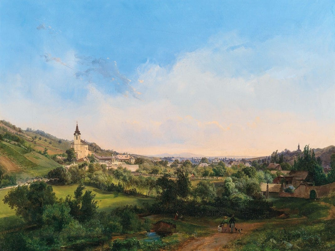 Carl Franz Michael Geyling - A View of the Churches of Kalksburg and Rodaun at Dawn