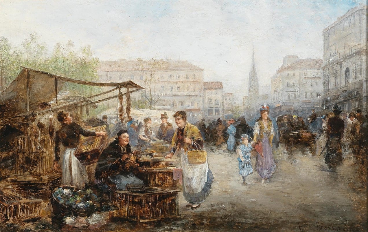 Emil Barbarini - A Market Scene in Vienna