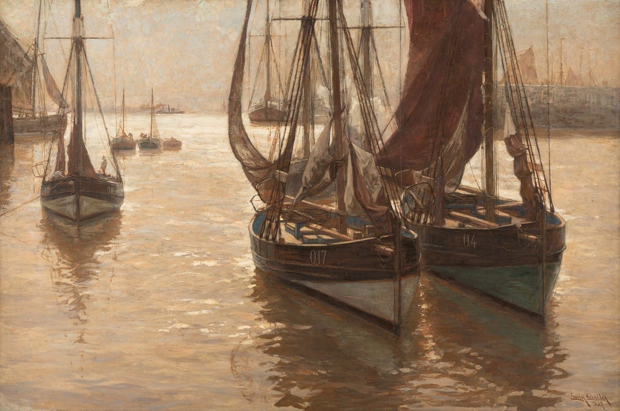 Erwin Carl Wilhelm Günther - Boats in the harbour