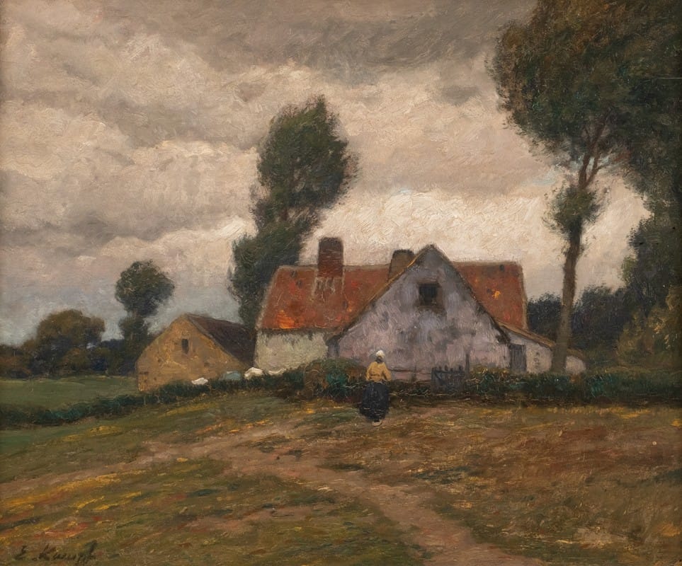 Eugen Kampf - Farm in stormy landscape