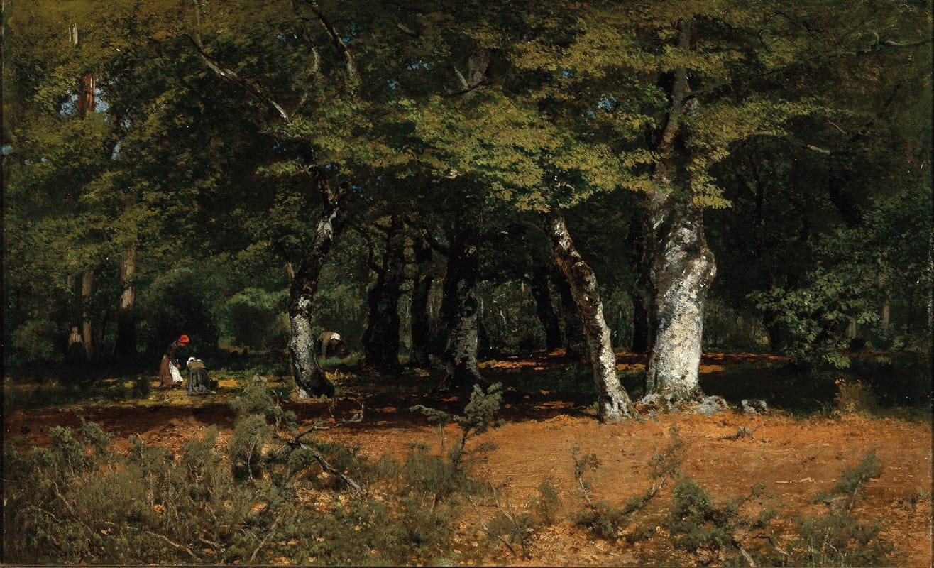 Louis Douzette - Mushroom Picking in a Forest